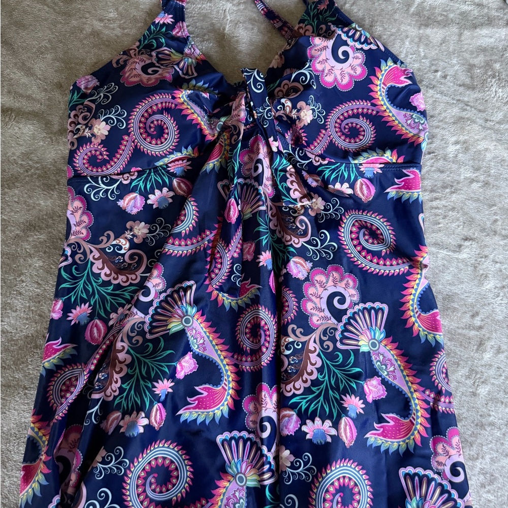 SHEIN Multicolor Paisley Swim Tankini top XL
